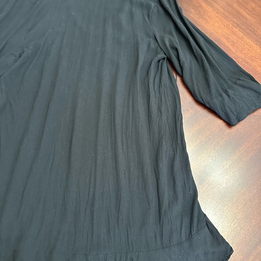 Anne Cole Black V-Neck Flowy Beach Swim Coverup Lightweight Tunic Top 3/4 Sleeve - Picture 8 of 8